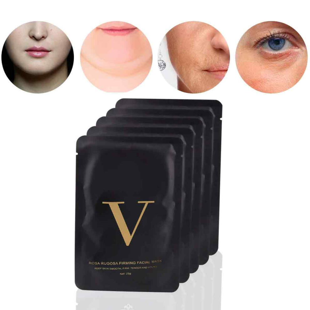 Line Lifting Mask For Double Chin Reduction, Expertly Designed Chin Mask Strap, 5PCS - Aloe Vera & Collagen Hydrogel Infused For Anti-Aging &
