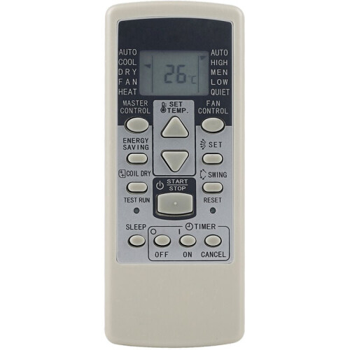 Télécommande de climatisation Fujitsu facile à utiliser avec rétroéclairage vert, idéale pour les modèles Fujitsu.