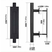 Sliding Barn Door Handles with Double Sided Hardware Set, Heavy Duty Matte Black Powder Coated Finish Flush Handle Pull, Smooth Polished Chamfered