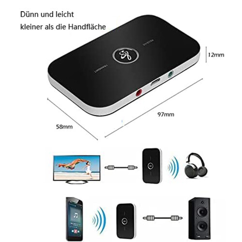 Καινοτόμος δέκτης πομπού Bluetooth 2 σε 1, σύζευξη 2 συσκευών ταυτόχρονα και ροή 1