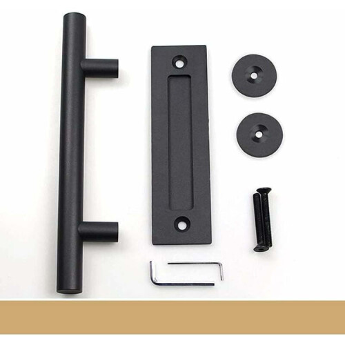 Double-Sided Design Barn Door Handle Set, Heavy Duty Solid Steel Sliding Barn Door Handles, Flush Pull for Interior Exterior Doors, Rustic Matte 2