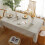 Striking Rectangular Tablecloths, Rustic Cotton Linen Covers with Stripes, Water Resistant Dining Table Protector, Washable with Tassels, 6