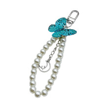 Porte-clés pendentif mignon avec papillon, perles-Vert
