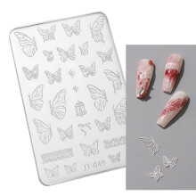 Crystal Nail Art Mold with Flower Butterfly Print Stencil-JT049