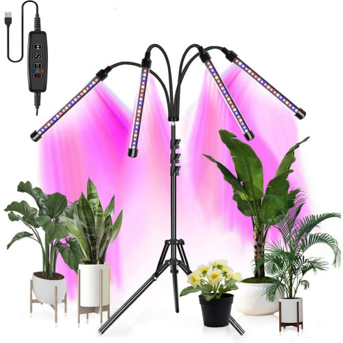 Zusammenklappbare Pflanzenlampe mit verstellbarem Ständer und Timer Black