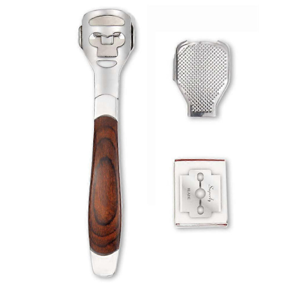 Kikidex (As Show, One Size) Wood Handle Foot Callus Shaver Sets - Dead Hard Skin Remover With 10 Blades