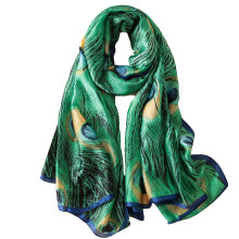 Sjaals met bloemenprint, lichtgewicht omslagdoek met satijnen lange sjaal, vintage hoofdsjaal, modieuze strandsjaal voor dames, voelt aan als zijde.