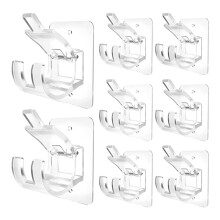 Smooth Wall Application No Drill Curtain Rod Brackets, Universal Plastic Easy Installation Strong Adhesion Curtain Holders 8 Packs