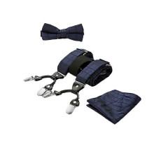 (As show, One size) Paisley Suspender, Bow Tie, Pocket Square Set for Men's Tuxedo Suspenders