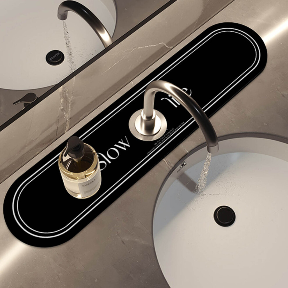 (Black) Sink Faucet Guard & Absorption Pad For Kitchen, Bathroom Or Laundry, Anti-Mould, Quick-Drying, Drip Mat For Sponges, Eliminates Water Marks 7903971482987