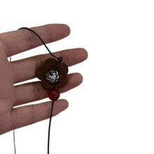 Collier Long élégant avec pendentif à breloque fleur,-Rouge