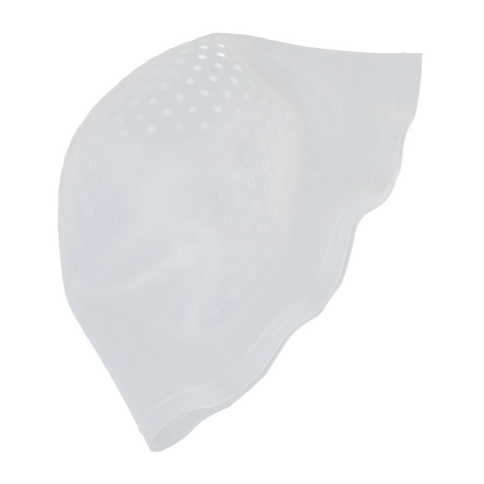 Home Hair Coloring Highlight Cap Silicone with Hook Needle Transparent White