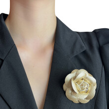 Camellia vorm broche bloemstijl kleding PU lederen-Goud