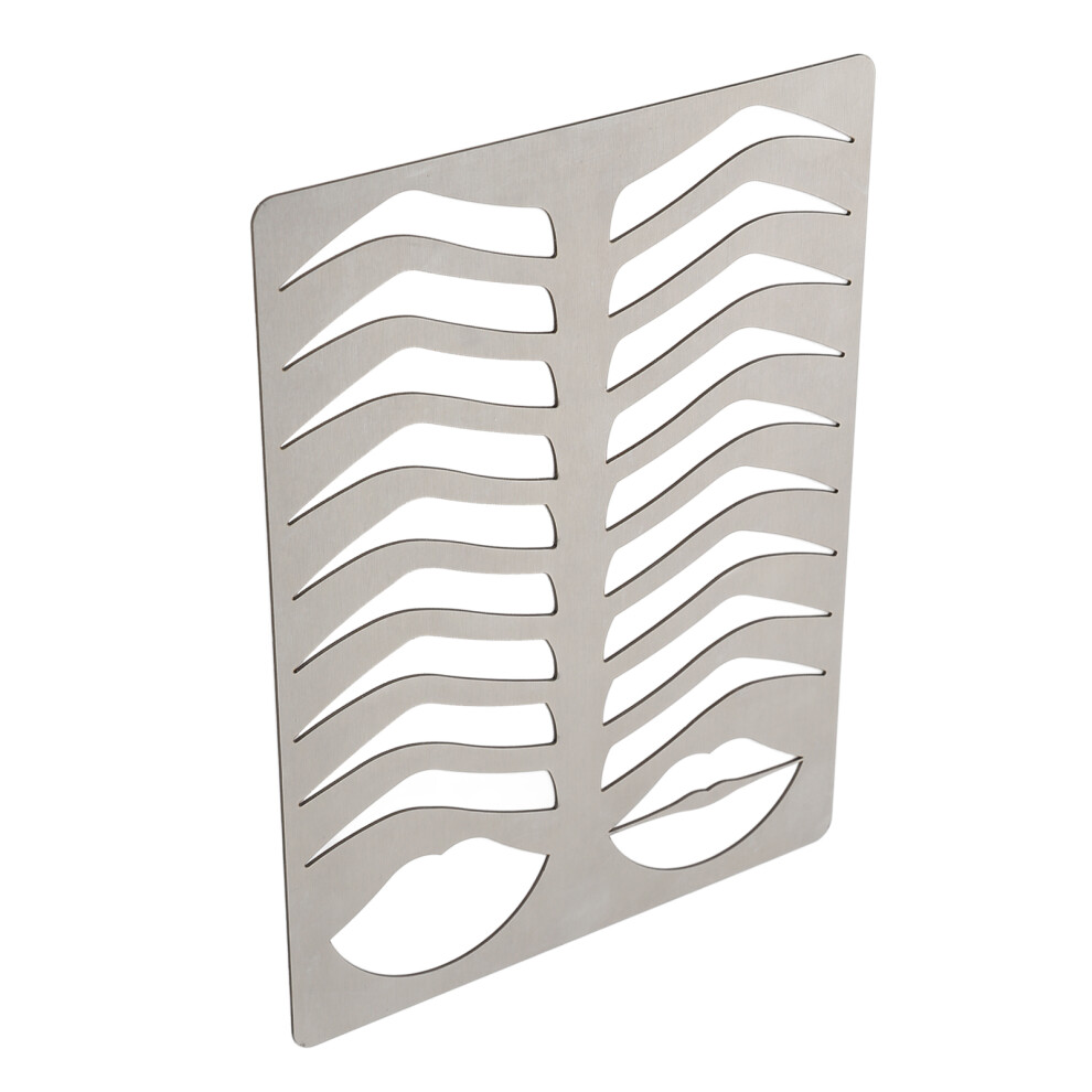Silver Reusable Stainless Steel Eyebrow Lip Stencil Practice Template 19.6X14.5cm