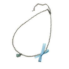 Stylish Beaded Neckchain Adornment Delicate Bear Pendant-Blue