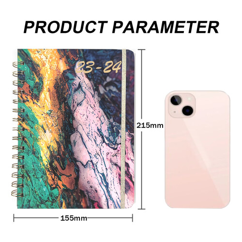 2023-2024 Academic Planner, Monthly Tabs Planner with Lay-Flat Orientation for Comfortable Writing, Quick Reference Information & Back Pocket for 2