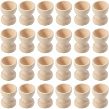 Delicias para la mesa del comedor: 24 soportes de madera sin pintar para huevos, recipientes para huevos duros, superficie lisa para un manejo