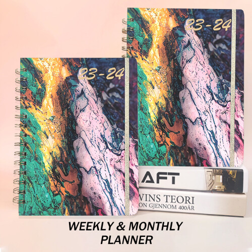 2023-2024 Academic Planner, Monthly Tabs Planner with Lay-Flat Orientation for Comfortable Writing, Quick Reference Information & Back Pocket for 1