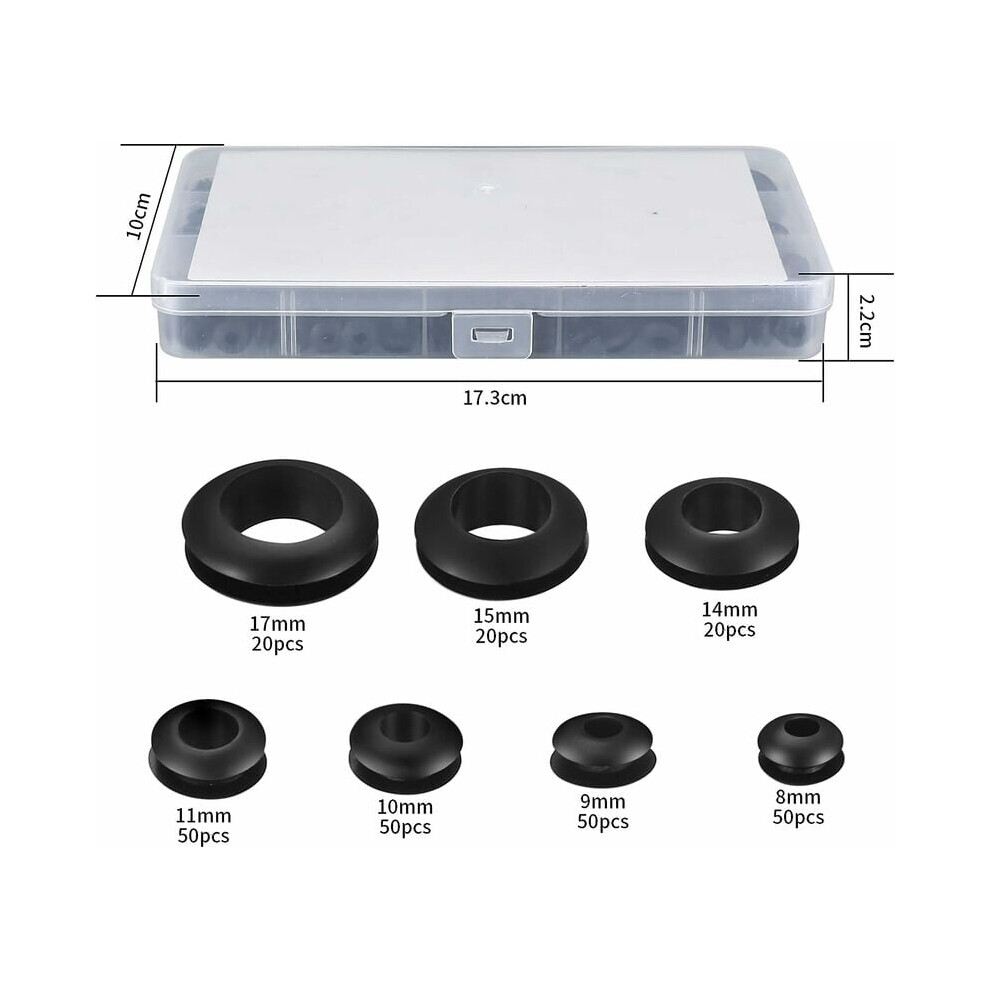 Flexible Hollow Rubber Grommet, Assorted Sizes Wire Protection Kit For Automotive Cables, Temperature Resistance, Flame Retardant Insulation, Wide 9169997067401