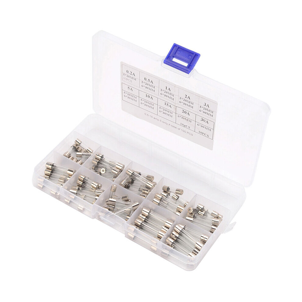 Quick Blow Fuse Assortment, Visible Fuse For Easy Identification, Versatile Use In Cars, Household Appliances, Electronics 100Pcs 5X20mm Durable 9128293825177
