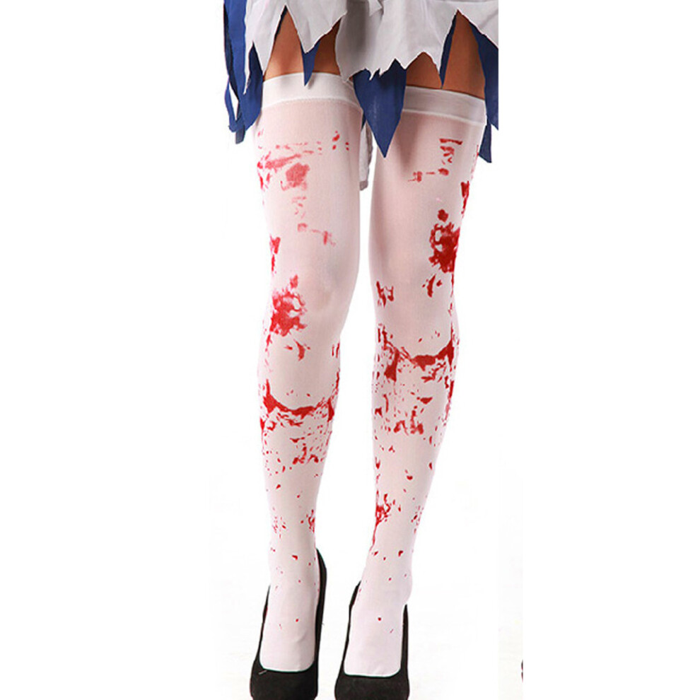 Realistic Bloody Stained Over Knee Socks for Halloween Cosplay Blood Stockings