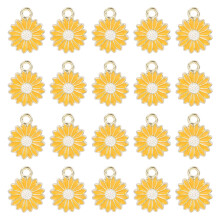20 Pcs Sweet Little Daisy Flower Pendant for Necklace-Yellow