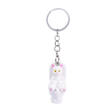 Toilet Cat Key Holder Unique Bag-White Cat lying and sittin