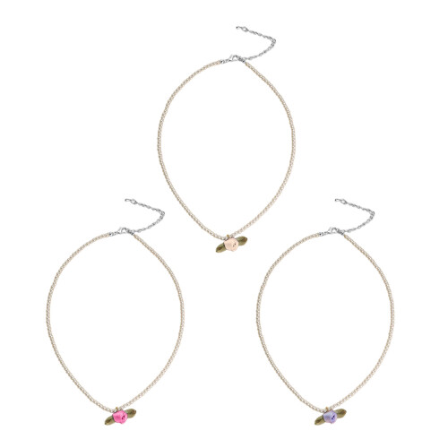 Collier de perles simulées, tempérament féminin, tissu de-Rose 1