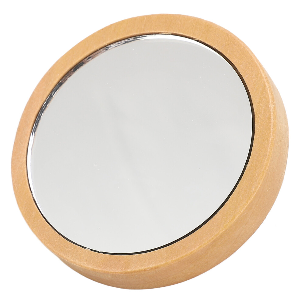 Portable Wooden Round Mirror with Glass Reflection, Smooth Edges