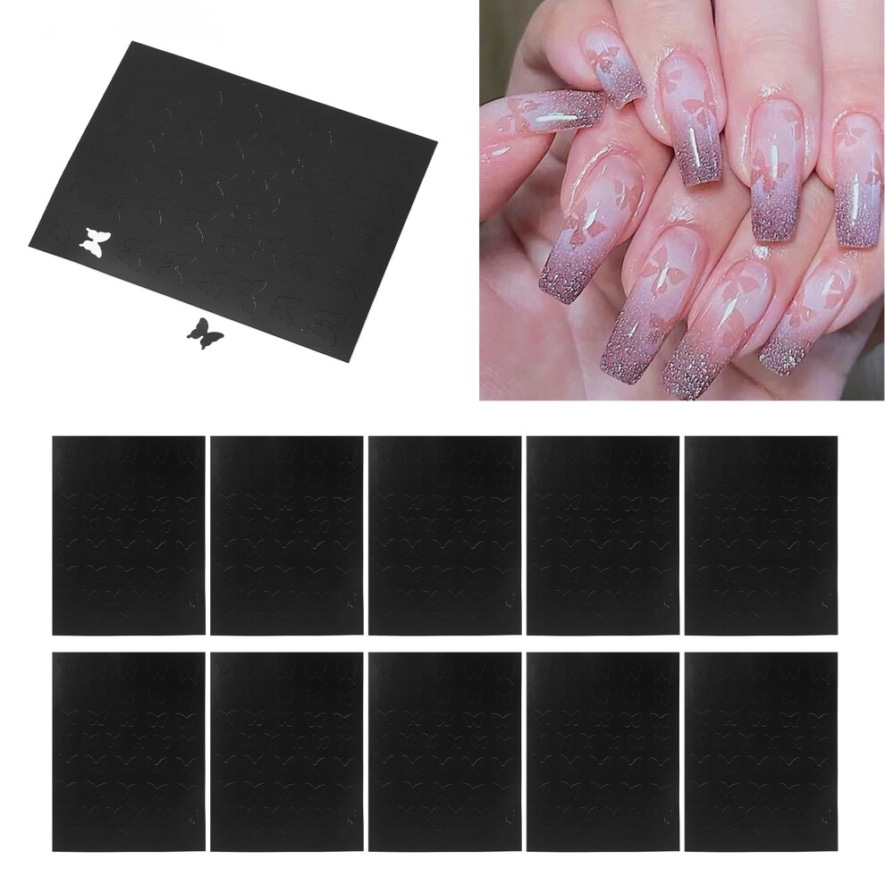 10 Sheet Butterfly Pattern Nail Printing Stencil Stickers for DIY Decor