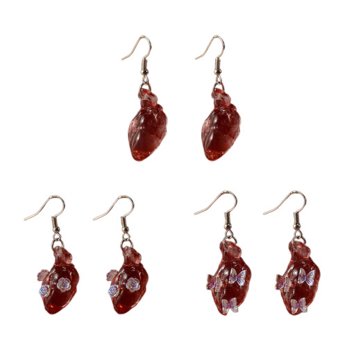 Heart Drop Earrings Gothic Ear Dangle Gothic Style Ear-2 1
