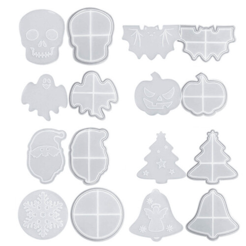 Silicone Halloween Skull Coaster Resin Casting Mold-Bat 02 1