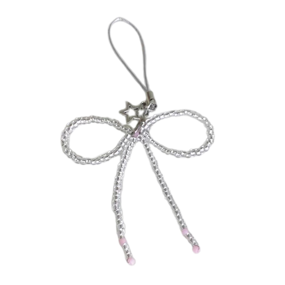 Bowknot Star Phone Charm Straps Keys Hanging Pendants- Silver 7732000848162