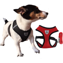 Verstellbares, weiches Mesh-Hundegeschirr, atmungsaktives Mesh für kleine Hunde, leichtes Tanktop-Geschirr, Haustierzubehör-Leinen-Set mit