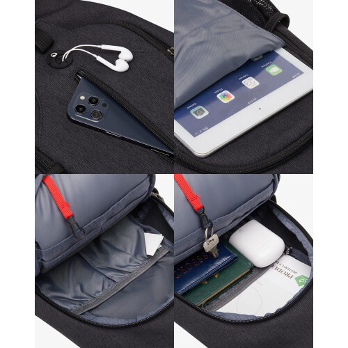 Τσάντα ώμου crossbody με RFID blocking & θήκη τηλεφώνου στο λουράκι, αναπνεύσιμο υλικό & 2