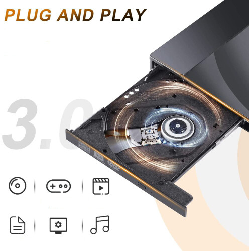 External Dvd Drive, Portable Cddvd Burner Reader Writer Compatible With Mac, Pc Windows 11/10/8/7 Linux Os, Led Light Design Compact And Portable For 2
