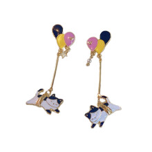 Stylish Cat Shapes Balloon Earrings Multicolor Balloons Ear
