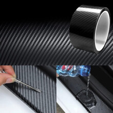 Detail-Wrap-Tape, schwarzes Carbonfaser-Hochglanz-Epoxidvinyl für Fahrzeugdekoration und -schutz, kratzfeste, wasserdichte Oberfläche mit