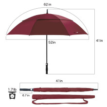Stick Umbrella Windproof Double Canopy Design Vented Automatic Open Oversized Golf Extra Large Canopy Waterproof Durable Frame For Daily Use