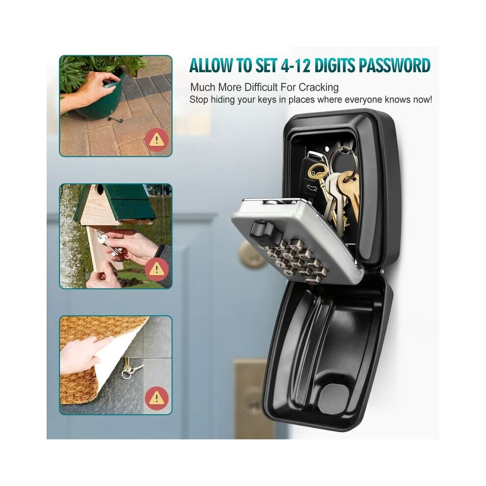 Wall Mount Lock Box, High-Security Sturdy Waterproof Key Storage With Resettable Combination For Home, Garage, Office, Warehouse, Suitable For Indoor 9169997069313