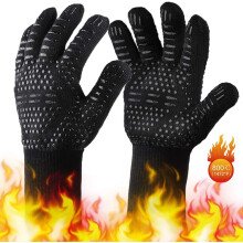 Flame Warrior, hőálló kesztyű grillezéshez, csúszásgátló szilikon markolat, lélegző bélés és meghosszabbított mandzsetta az extra