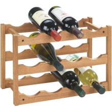 Wine Organizer Shelf, Space-Saving Wine Bottle Storage For 12 Bottles, Authentic Walnut Wood With Oak Oil Finish, Suitable For Freestanding Display