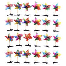 Lot de 24 pinces à cheveux colorées en forme de moulin à vent,