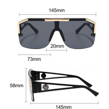 Óculos de Sol Oversized para Homens e Mulheres, Design com Lentes Individuais, Armação Plana e Proteção UV400, Estilo Futurista Y2K Semiaro