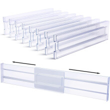 Clôtures d'étagères en plastique transparent à longueur réglable pour placards et cuisines, système de séparation de produits avec conception