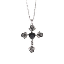 Unique Thorn Knotted Rose Pendant Necklace Accessory-Black