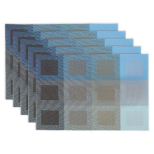 PVC Woven Vinyl Placemats For A Timeless Table Setting, Washable Heat-resistant Mats, Durable Reusable With Double Border Design, Navy Blue Set For