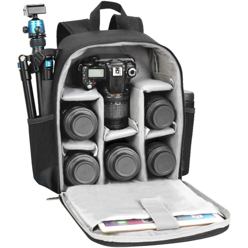Waterproof Dslr Camera Backpack, Tripod Holder Lightweight Professional Photography High Density Polyester Laptop Compartment Adjustable Shoulder 9004841734309