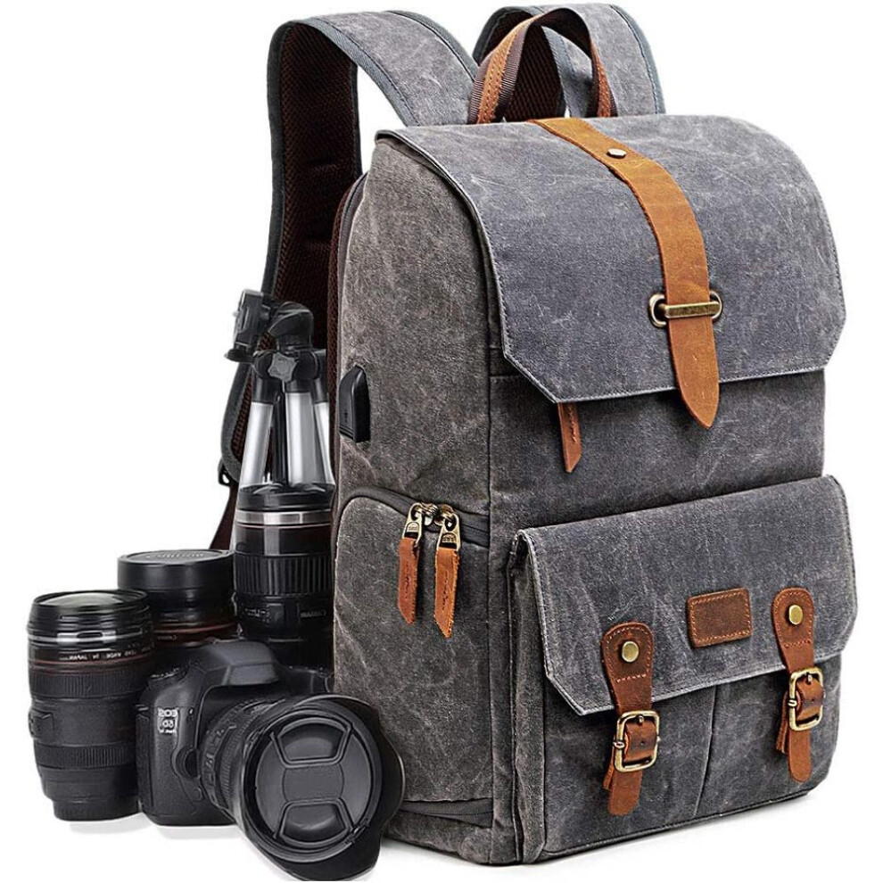 Dslr Slr Camera Backpack With Waterproof Canvas, Quick Access Side Pocket For 15.6 Inch Laptop Compartment And Tripod Holder, Customizable 9004841725291