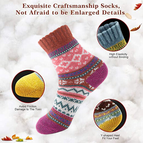 Θερμικές Κάλτσες για Γυναικεία, Vintage Knit Μαλακές Μάλλινες Κάλτσες Πλάτης 2